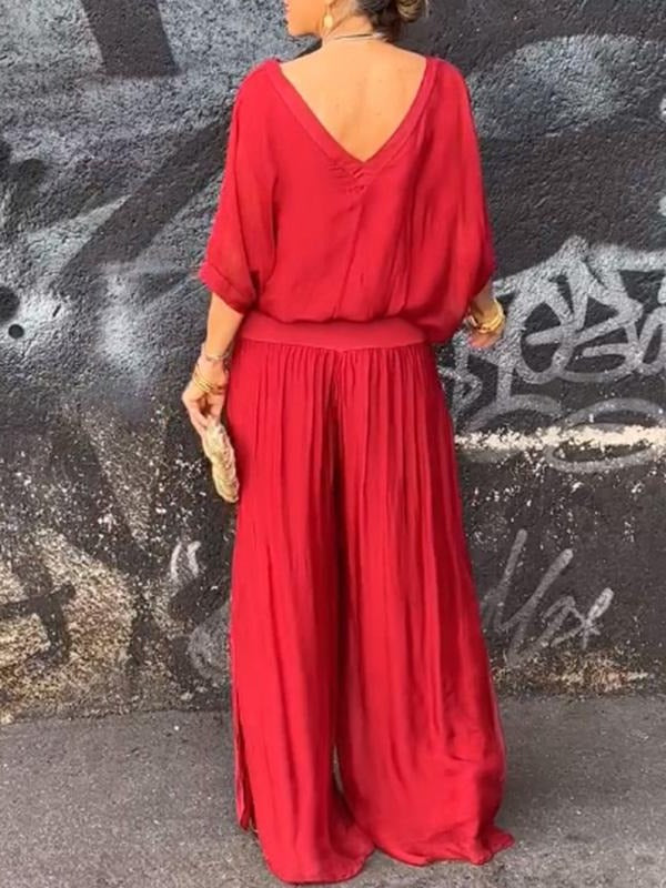 Elegante zweiteilige Chiffonhose mit weitem Bein