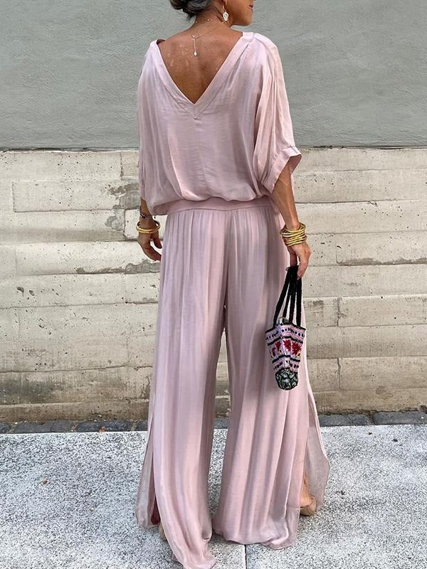 Elegante zweiteilige Chiffonhose mit weitem Bein