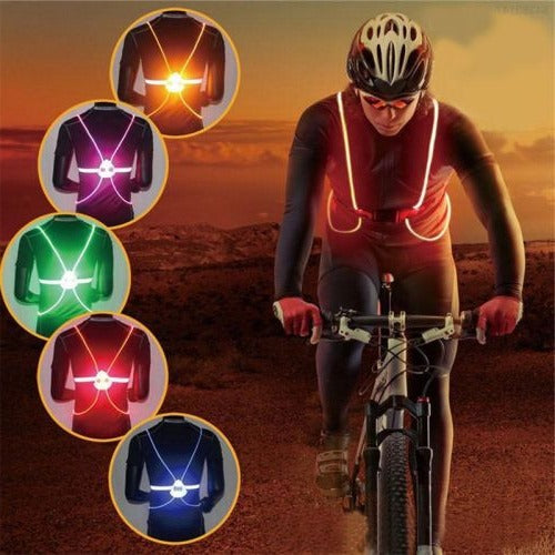 LED-Sicherheitsweste mit Glasfaserkabeln und 3 Leuchtmodi, verstellbares Reflexband