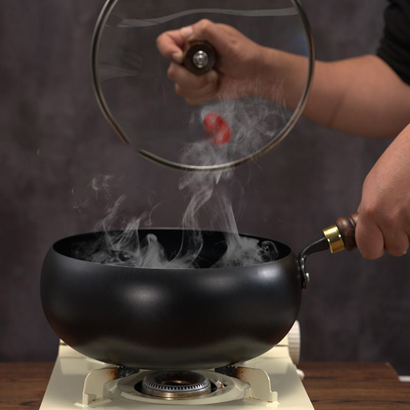 Heavy-Duty Iron Skillet Pan 12 in Diameter for High-Heat Cooking & Searing Asian Dishes on Gas Induction Stovetops | Thomler