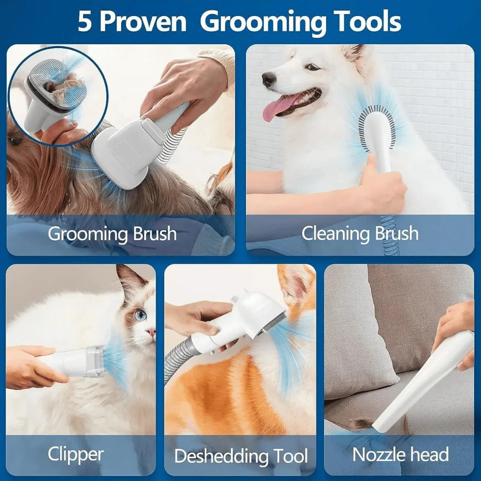 Aspiradora de Peluquería Canina Silenciosa con Kit Completo de Cortapelos y Cepillos para Mascotas | Gran Capacidad de 2.2L