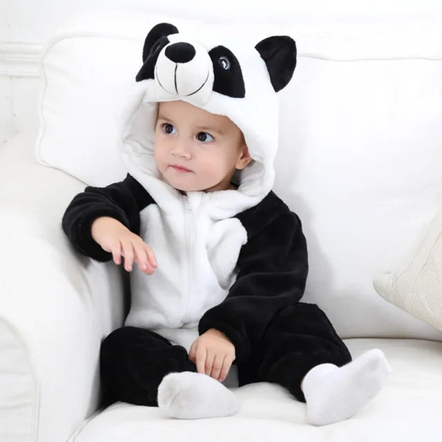 Weiches Tier-Kostüm für Babys mit Kapuze – Fleece-Anzug mit Reißverschluss für Säuglinge & Kleinkinder – für Zuhause, Spieltreffen & Fotoshootings