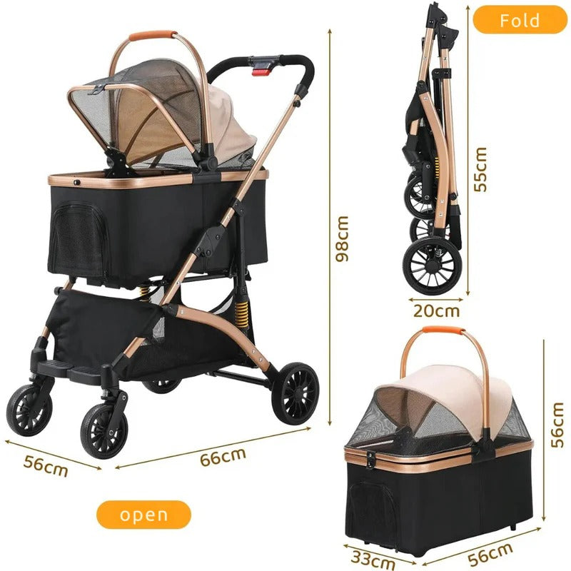 Cochecito y caja de transporte para perros