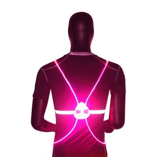 LED-Sicherheitsweste mit Glasfaserkabeln und 3 Leuchtmodi, verstellbares Reflexband