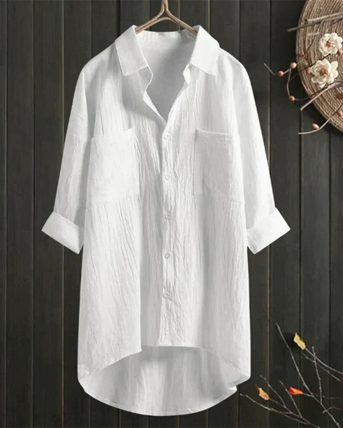 Witte linnen damesblouse
