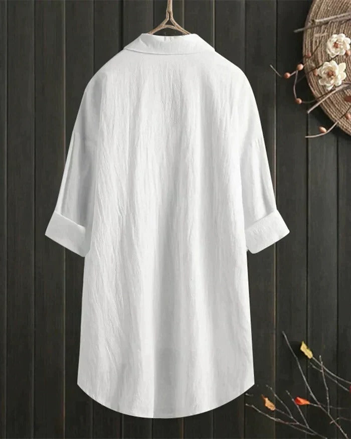 Witte linnen damesblouse