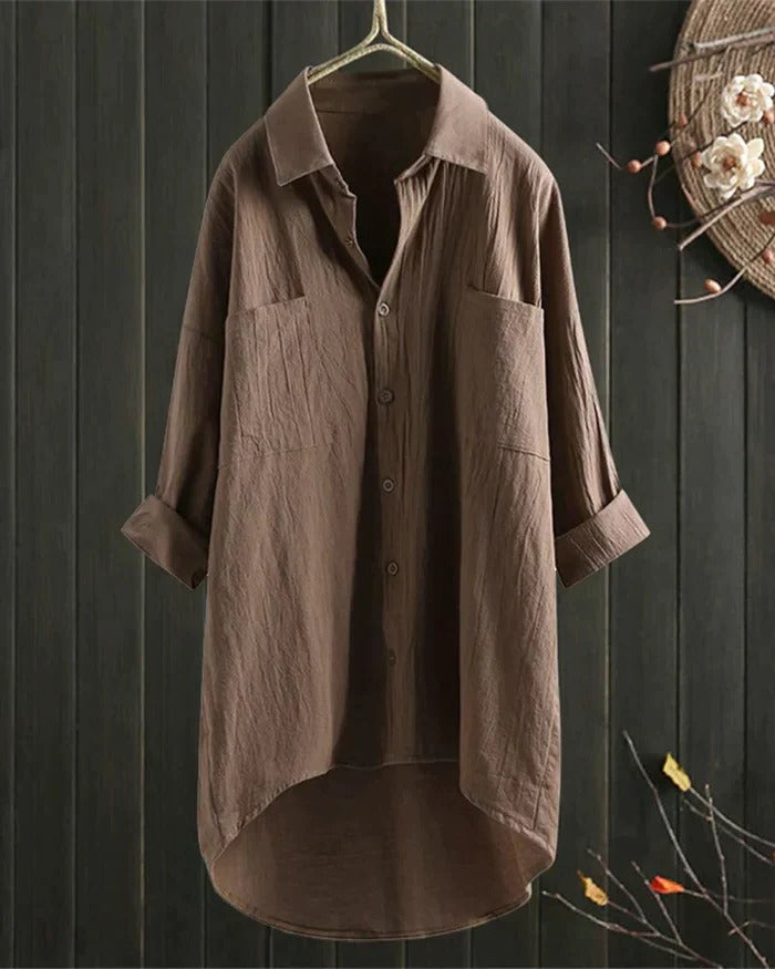 Witte linnen damesblouse