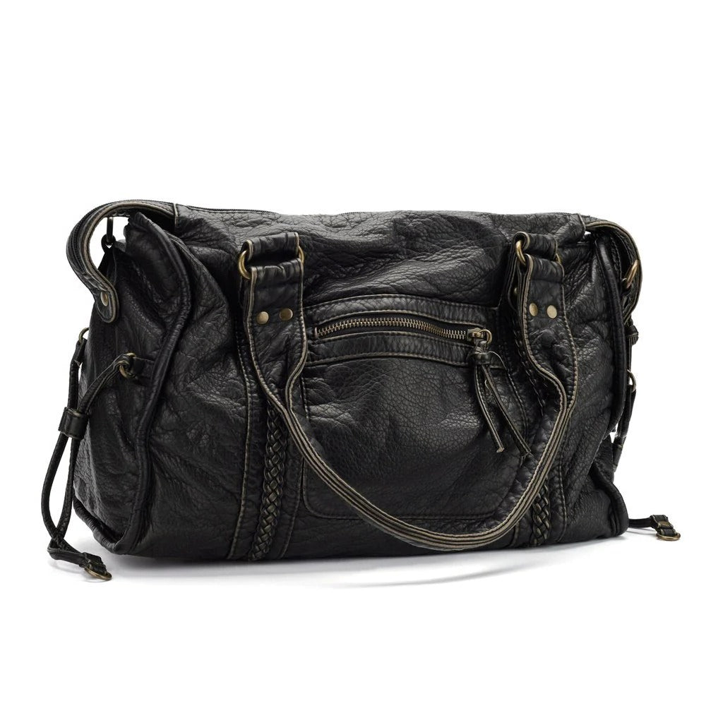 Schwarze Handtasche für den Unterricht