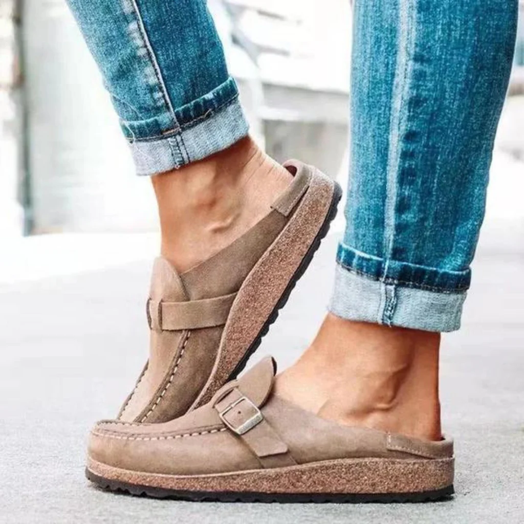 Damen-Sandalen mit Schnallen, Fußgewölbestütze und verstellbarem Verschluss