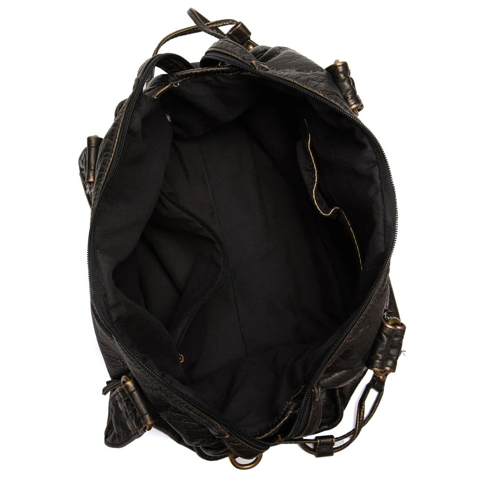 Schwarze Handtasche für den Unterricht