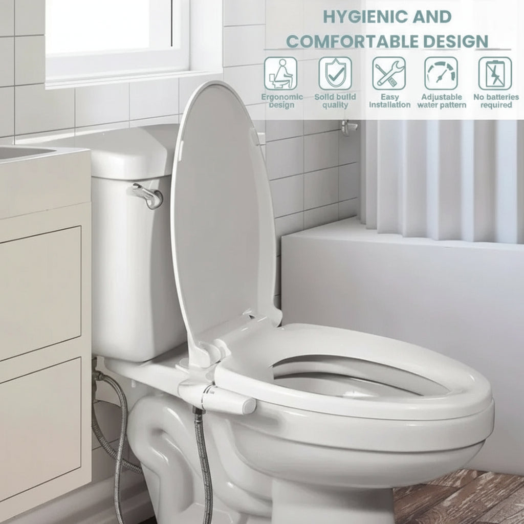 Toiletbidet-opzetstuk met intrekbare sproeiers en instelbare waterdruk