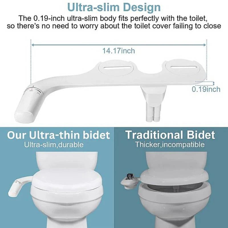 Toiletbidet-opzetstuk met intrekbare sproeiers en instelbare waterdruk