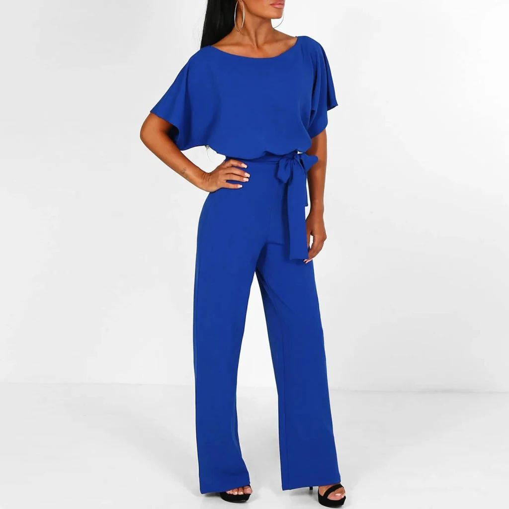 Dunkelblauer, figurbetonter Jumpsuit aus Baumwoll-Polyester-Mischgewebe, maschinenwaschbar