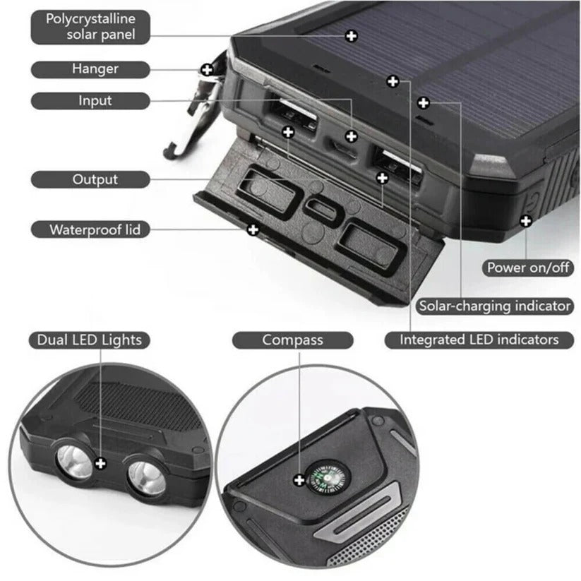 500.000 mAh zonne-oplader waterdichte powerbank extern