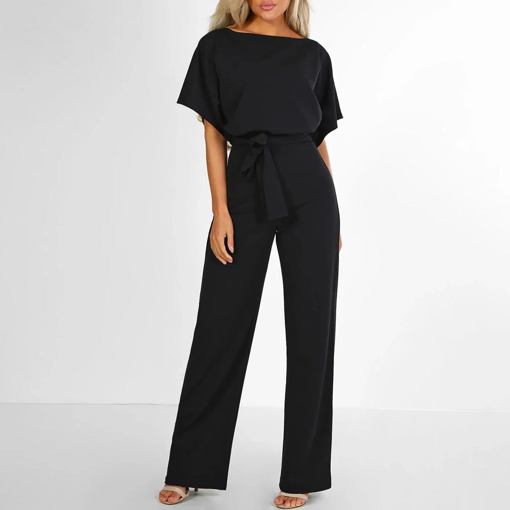 Dunkelblauer, figurbetonter Jumpsuit aus Baumwoll-Polyester-Mischgewebe, maschinenwaschbar