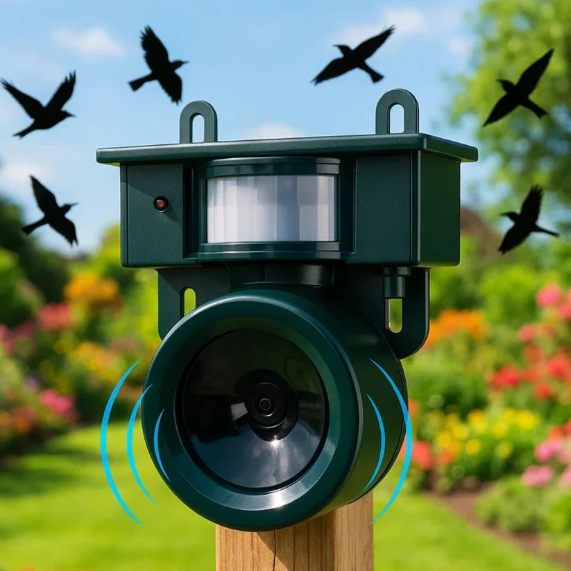 Motion Sensor Bird Deterrent for Crows: Ideal Pigeon Repeller with Sound Scarer
