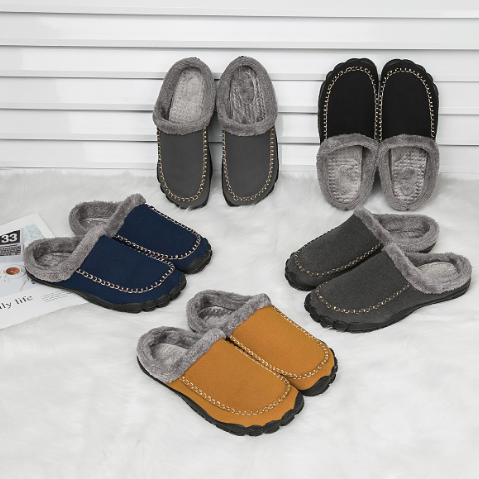 Men's Memory Foam Slippers with Anti-Slip Sole – Plush Lined Indoor House Shoes for Warmth & Comfort