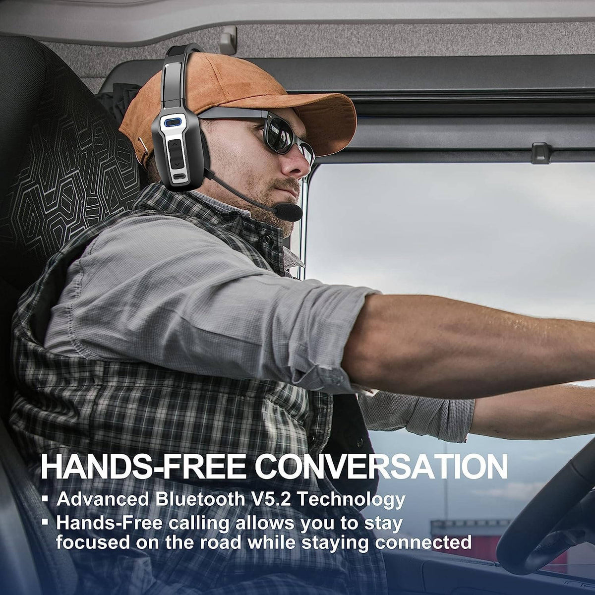 LKW-Headset, kabelloses Noise-Cancelling-Bluetooth-Headset mit Mikrofon für LKW-Fahrer