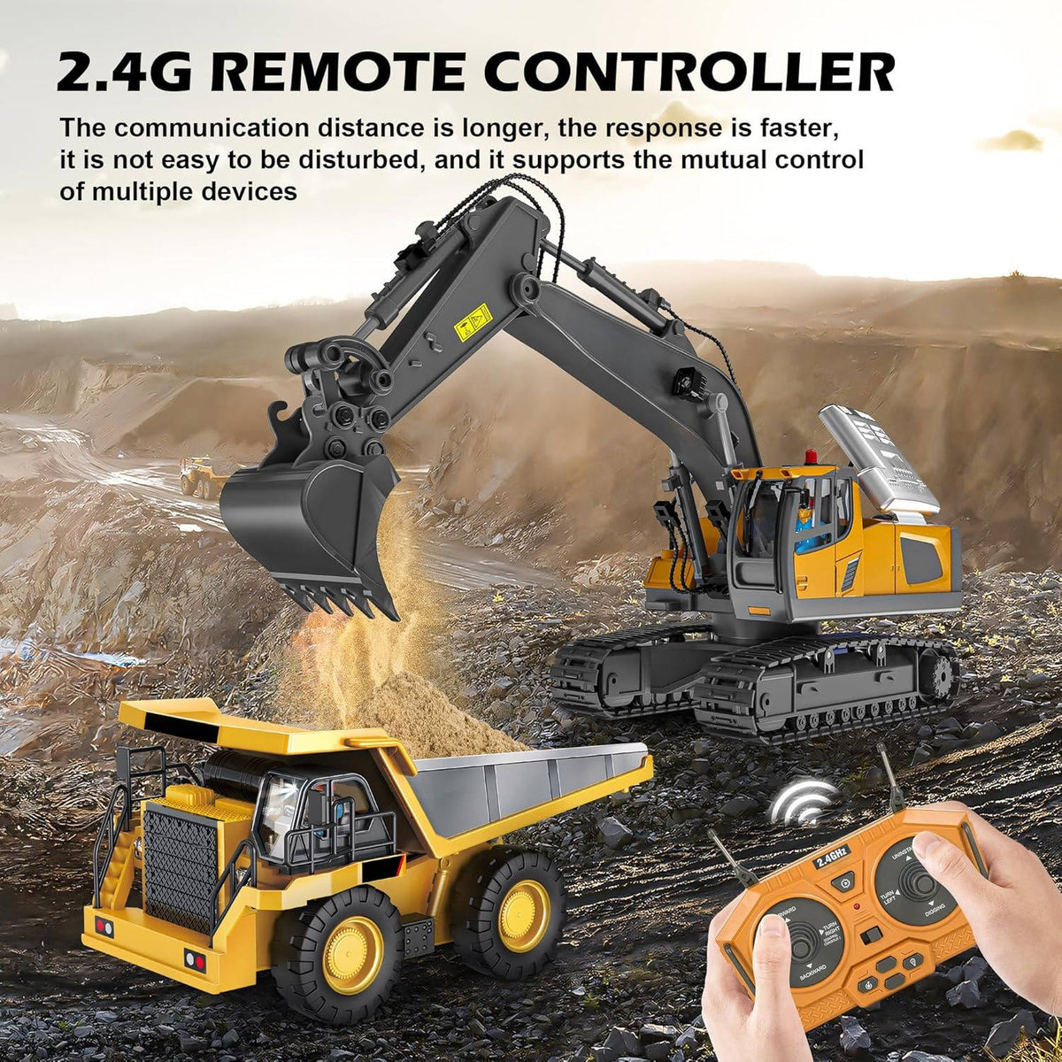 4WD op afstand bestuurbare graafmachine bulldozer kiepwagen
