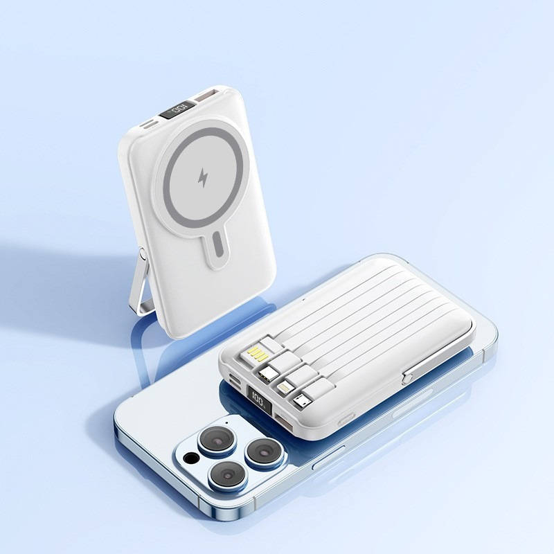 Power bank de carga rápida de 22.5 W, cargador inalámbrico portátil, batería recargable mini para smartphones