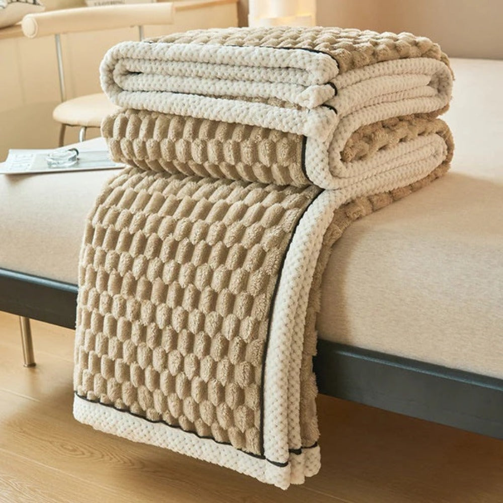 Strukturierte Sherpa-Fleece-Wohndecke – Bubble-Plüsch-Design für Sofa & Bett