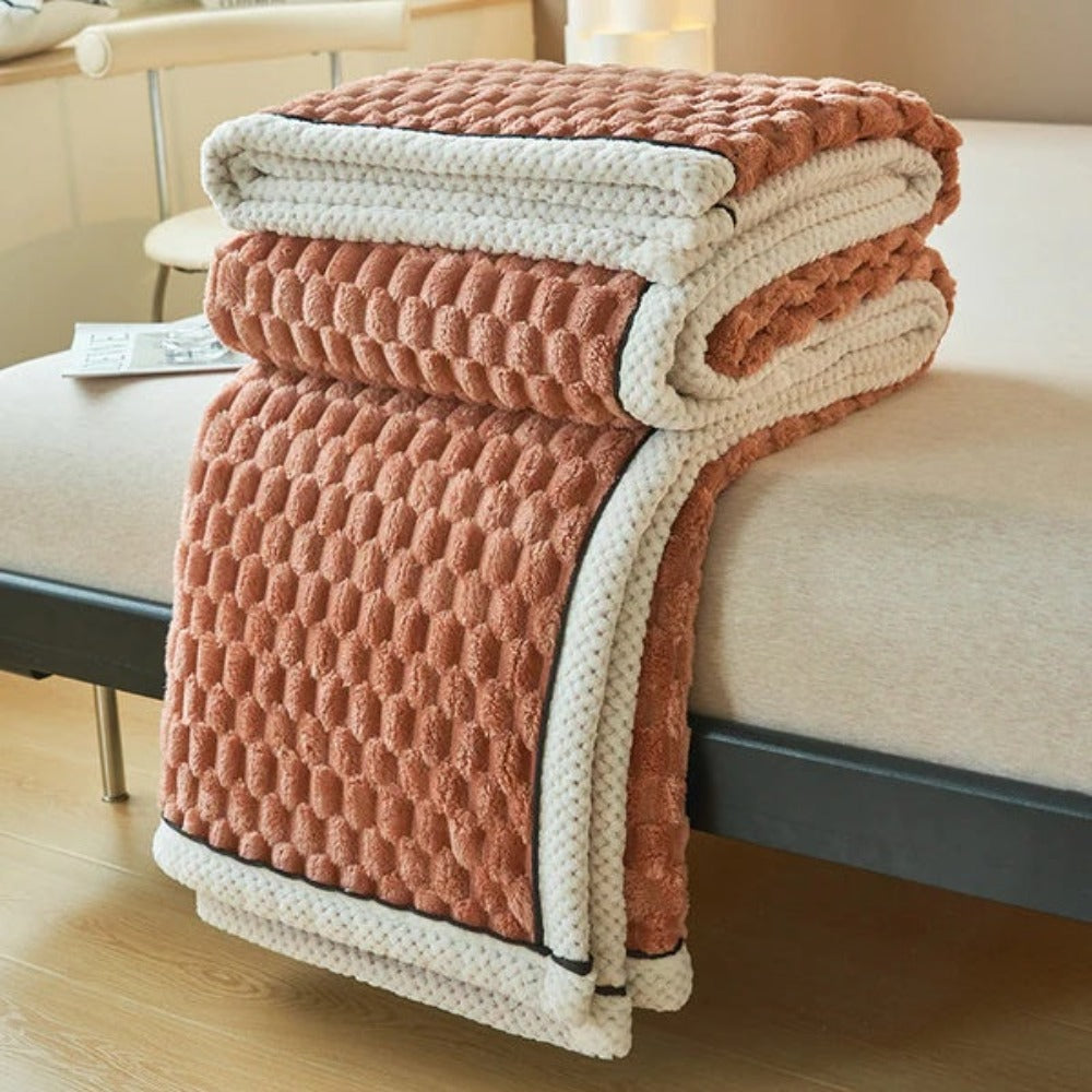 Strukturierte Sherpa-Fleece-Wohndecke – Bubble-Plüsch-Design für Sofa & Bett