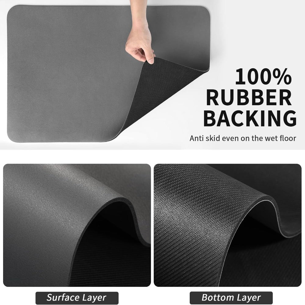 Super-Absorbent Diatomite Kitchen Counter Mat Gray 16x12 Inches Fast-Drying Dish Drainer Pad Sink Protector Space-Saving Flatware Organizer | Thomler