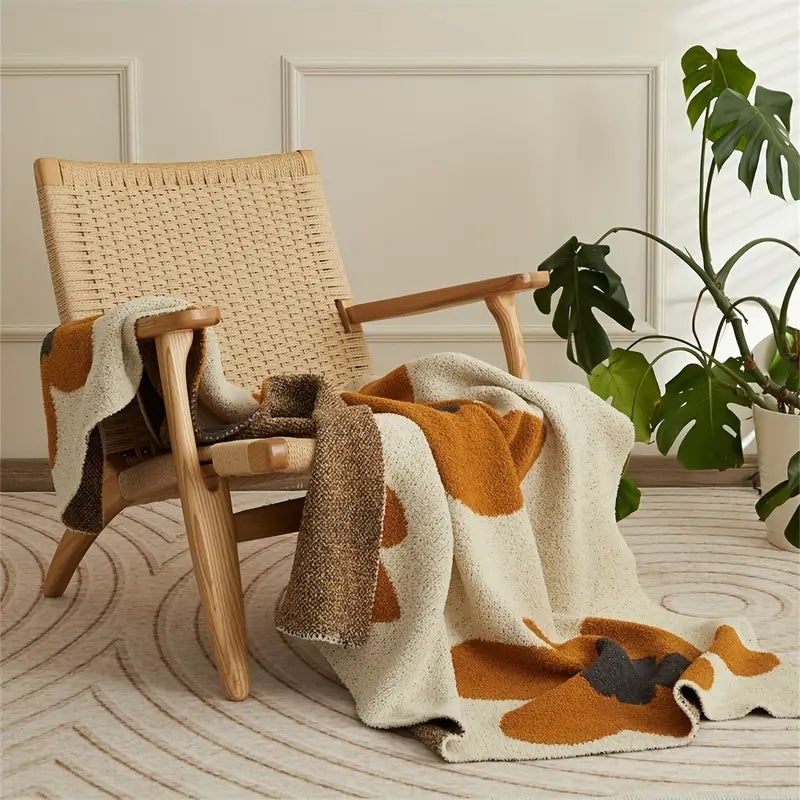 Chunky Knit Floral Throw Blanket – Cozy Layer for Sofa & Bed