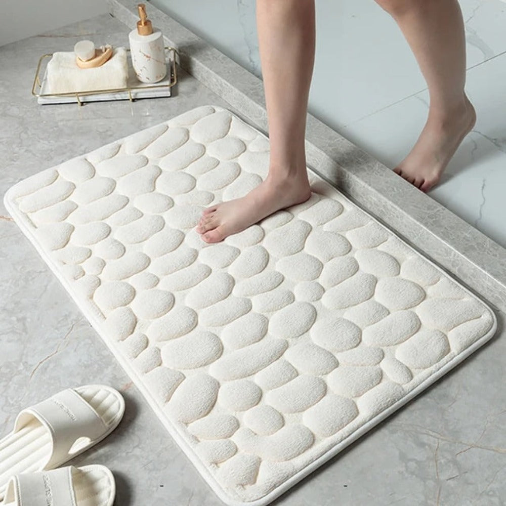 Plüsch-Mikrofaser-Badematte 50×80 cm Creme Rutschfeste Unterseite schnelltrocknender saugfähiger Bodenvorleger für Dusche Küche Waschküche | Thomler