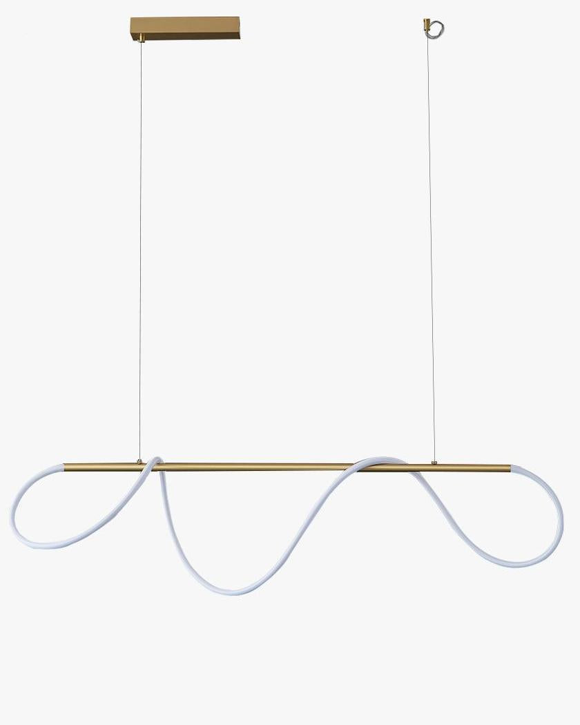 Lineare LED-Insel-Pendelleuchte mit Silikon-Wellen-Design, 43 Zoll, Messing, höhenverstellbar, dimmbar, moderne Küchen-Hängeleuchte für den Esstisch | Thomler