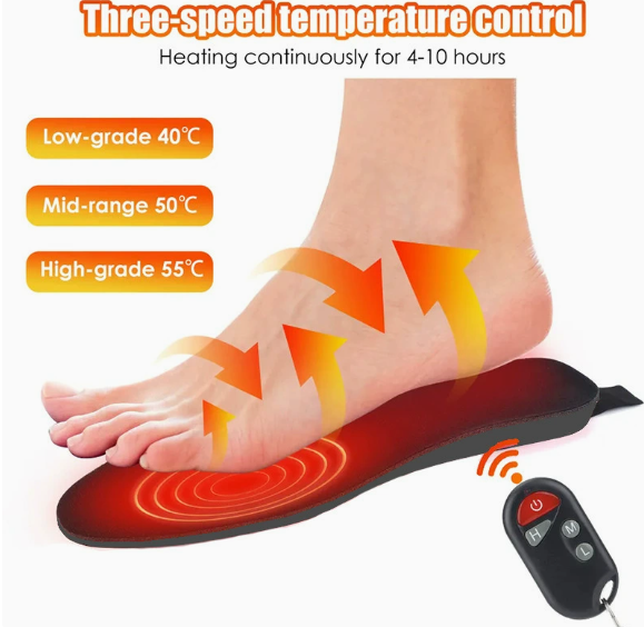 Wireless Rechargeable Heated Insoles with Remote Control for Winter Boots & Sneakers