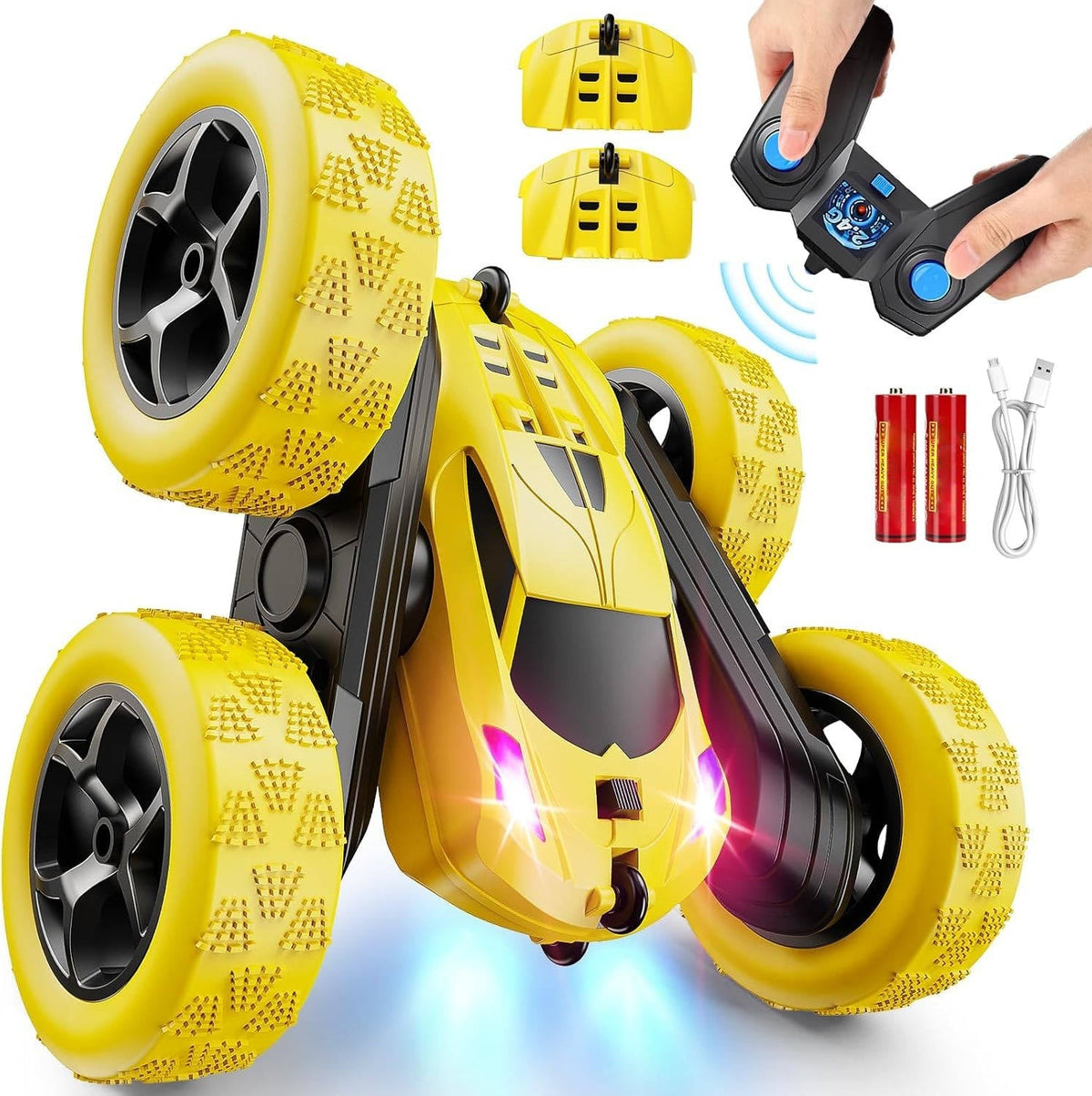 Coches teledirigidos para niños de 6 a 12 años con luces LED y giros de 360°