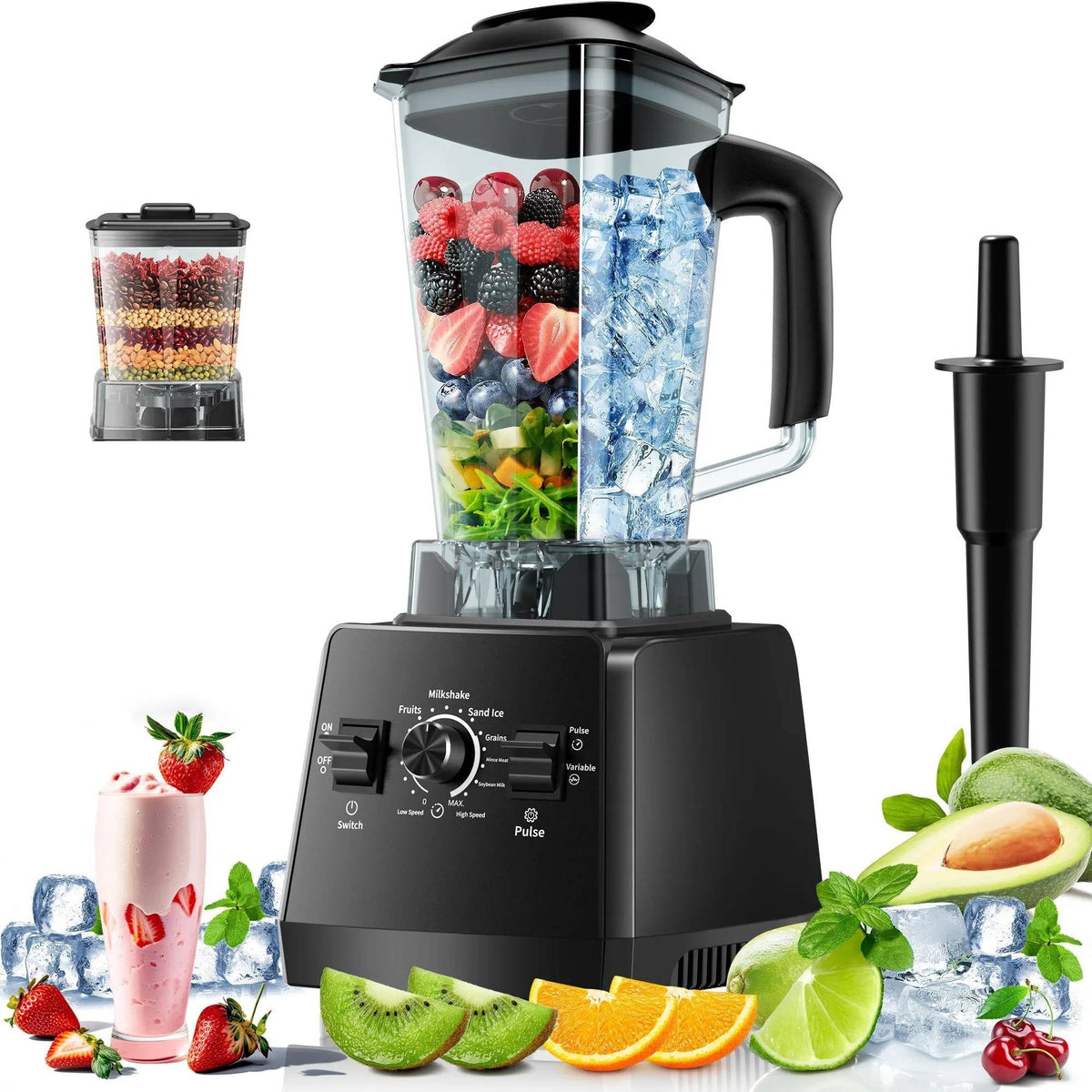 2 in 1 Countertop Blender and Grinder, 68oz BPA Free Container with Coffee and Spice Grinder, Powerful Ice Crusher for Smoothies and Frozen Drinks