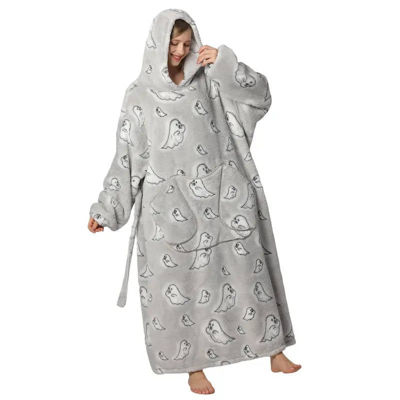 Sudadera con capucha y manta larga ponible