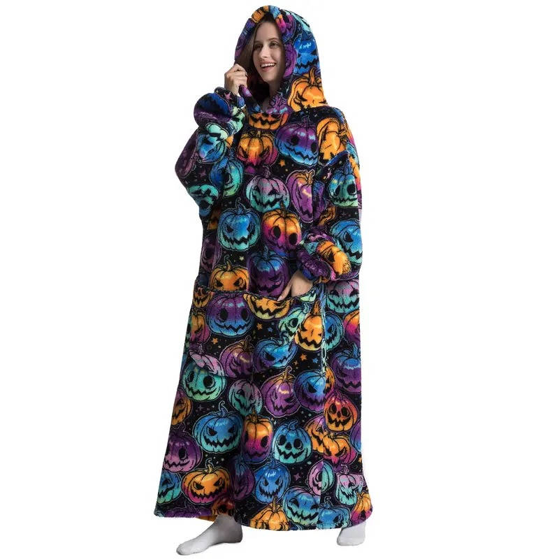Sudadera con capucha y manta larga ponible