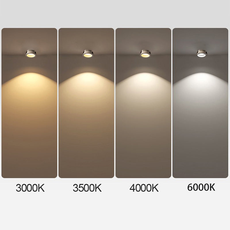 Low-Profile Aluminum LED Ceiling Fixture 3.7 Inch Round 12W Contemporary Overhead Lighting Hallway
