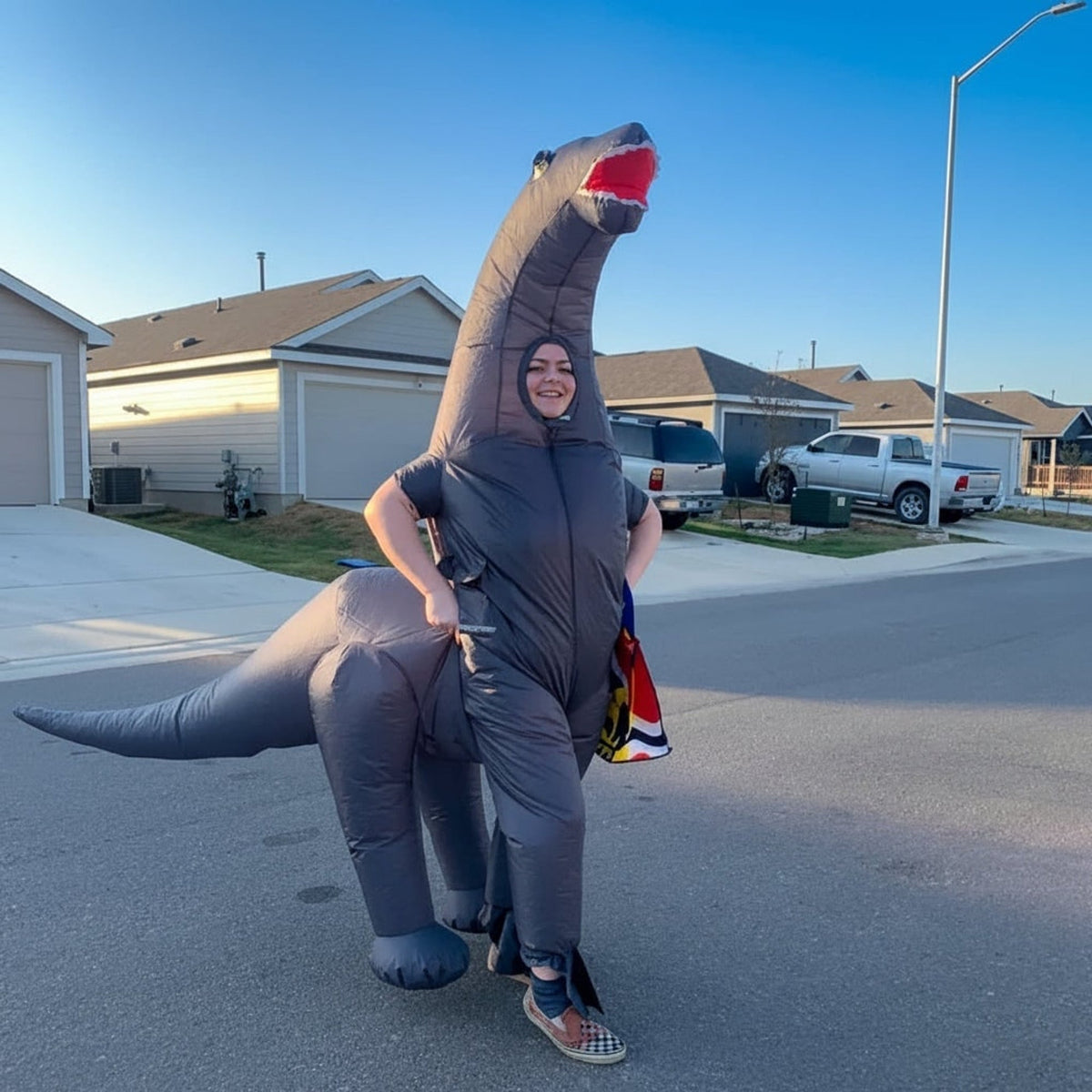 Inflatable Dinosaur Costume For Halloween Party With Instant Dino Impact