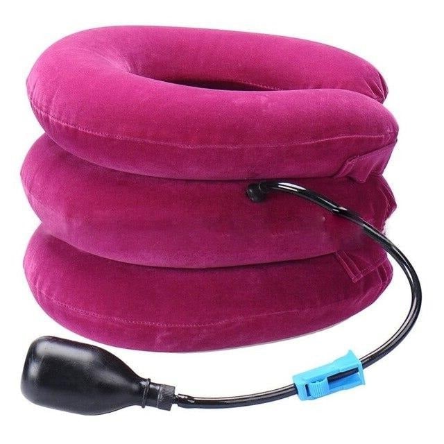 Inflatable Neck Collar With Three-Layer Traction And Hand Pump For Adjustable Support