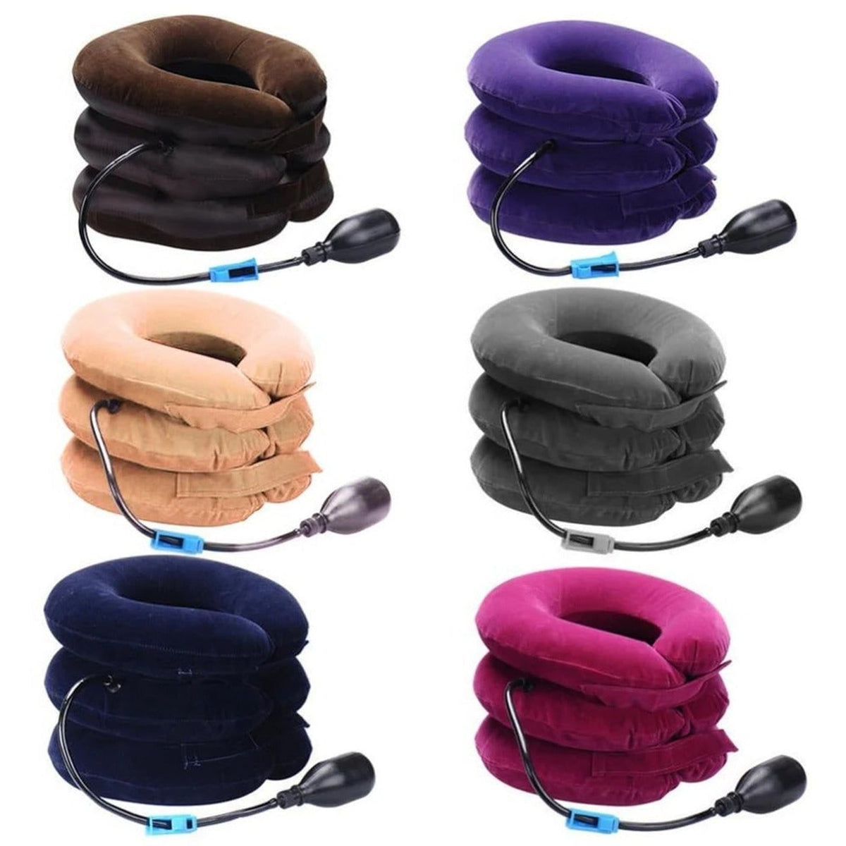 Inflatable Neck Collar With Three-Layer Traction And Hand Pump For Adjustable Support