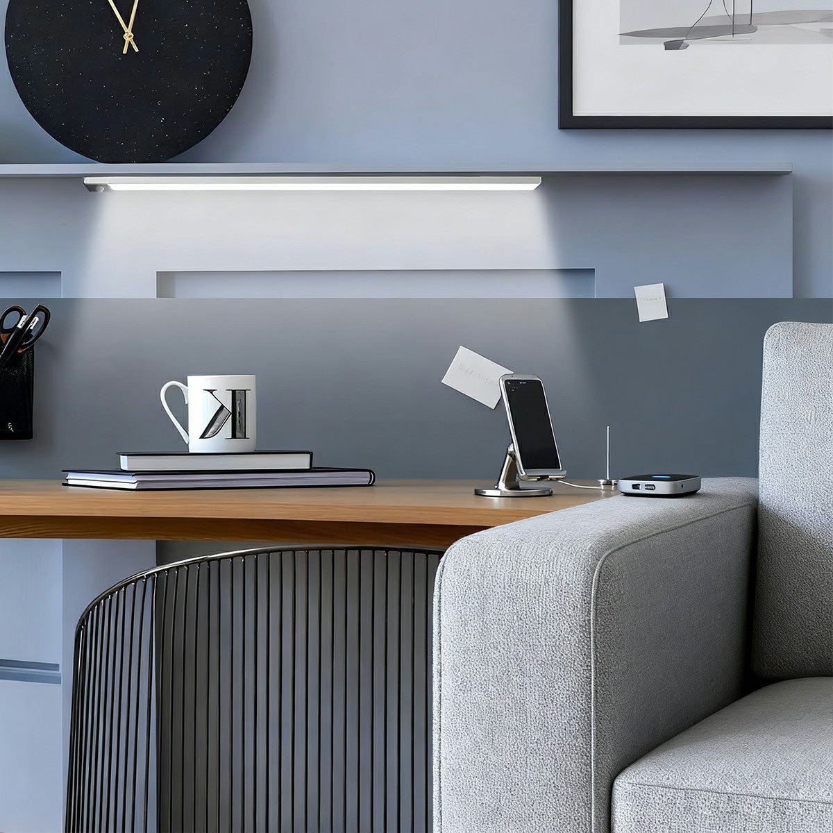LED-Unterbauleuchte mit Bewegungsmelder, wiederaufladbar, USB-betrieben, schlanke Aluminiumleiste für Küche, Schrank, Vorratskammer, Flur, 3 Farbtemperaturen, kabellos In | Thomler