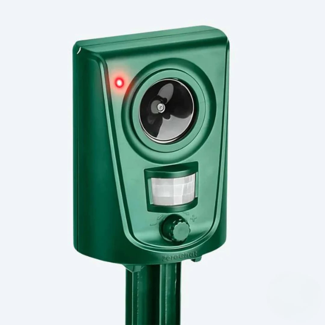 Outdoor bewegingsgeactiveerd afschrikmiddel voor katten – Weerbestendige sonische dierenverjager voor tuinbescherming | Thomler