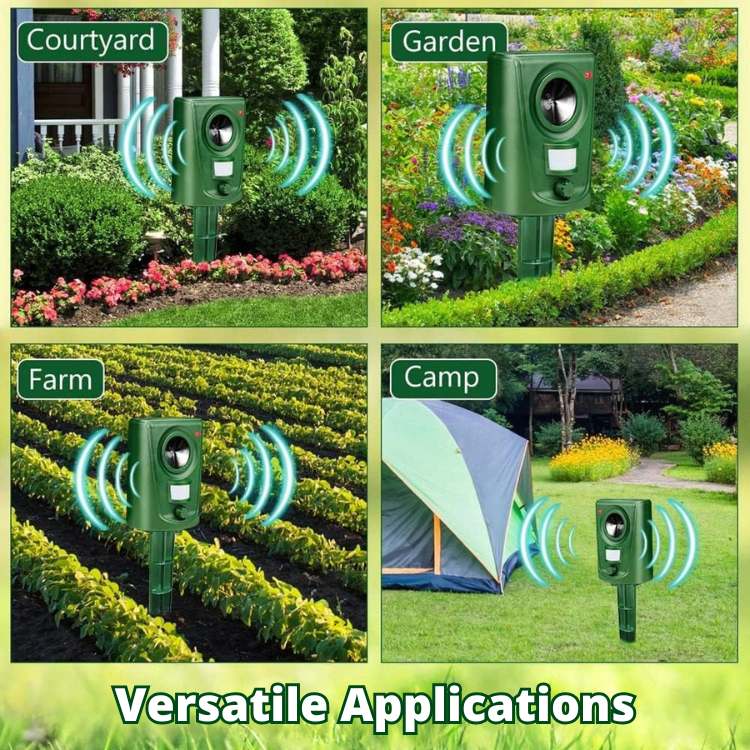 Motion-Activated Outdoor Cat Deterrent with Ultrasonic Sound Technology for Yards & Gardens | Thomler
