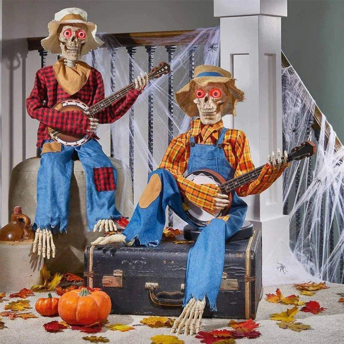 Interactieve Halloween-decoratie, oplichtend skelet, led-verlichting met stekker, verlichte decoratie