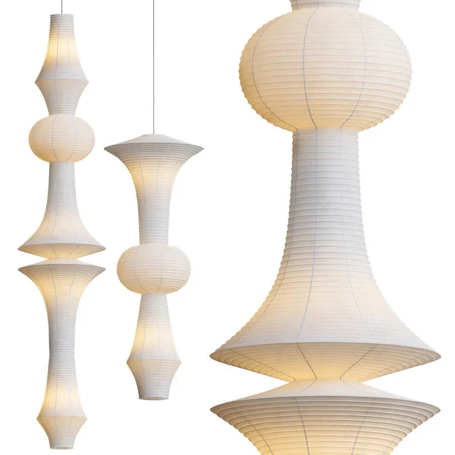 Cylindrical Drop Ceiling Fixture with Translucent Shade 55 inch or 94 inch Height E27 Socket Adjustable Cord for Stairwell Bedroom Entryway | Thomler
