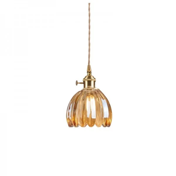 Hanging Ceiling Light Fixture with Floral Glass Shade E27 Socket for Kitchen Dining Room Bedroom Ambient Illumination Decor | Thomler
