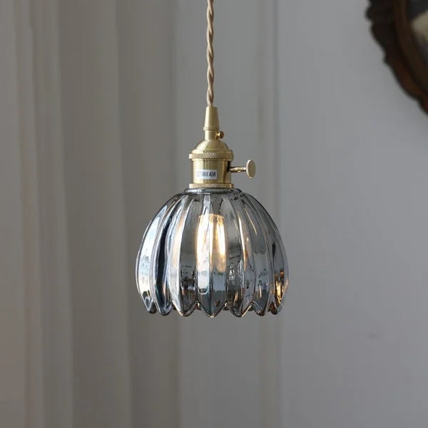Hanging Ceiling Light Fixture with Floral Glass Shade E27 Socket for Kitchen Dining Room Bedroom Ambient Illumination Decor | Thomler