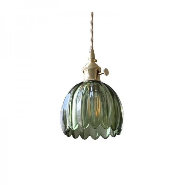 Hanging Glass Petal Shade Ceiling Fixture 4.7 Inches Clear for Kitchen Island Breakfast Nook Bedroom Bedside E27 Socket Ambient Dining Room | Thomler