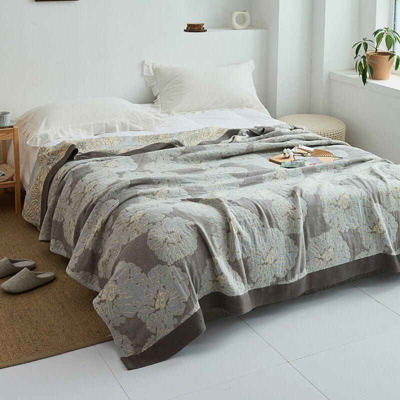 Ganzjahres-Baumwolldecke – Japanisch inspirierter Überwurf für Bett, Sofa & Zuhause