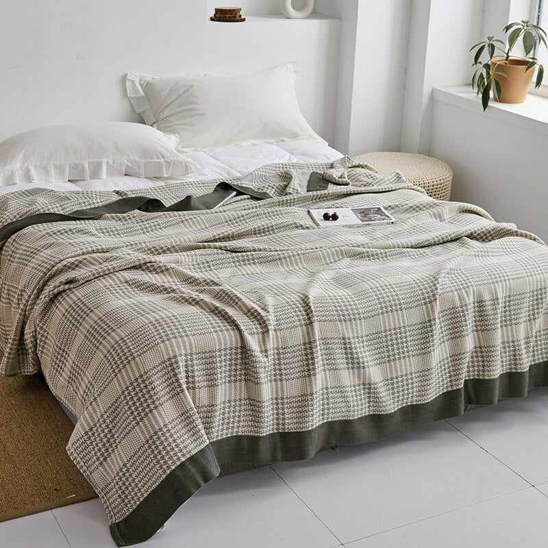 Ganzjahres-Baumwolldecke – Japanisch inspirierter Überwurf für Bett, Sofa & Zuhause