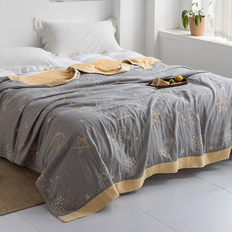 Ganzjahres-Baumwolldecke – Japanisch inspirierter Überwurf für Bett, Sofa & Zuhause